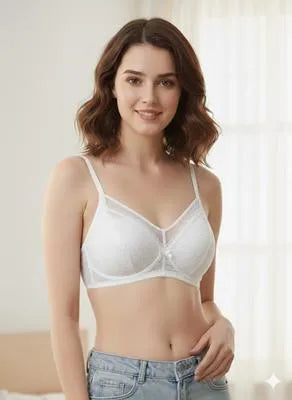 White Padded Bra with Lace & Adjustable Straps