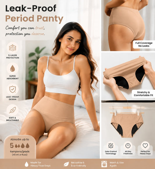 🌸 Pack of 2 Women's Leak-Proof Period Panties | Soft, Breathable & Reusable