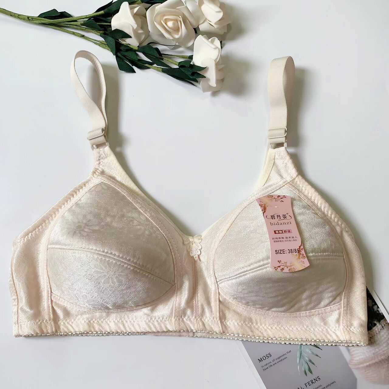 Light Gray Jacquard Bra for Women Plus Size